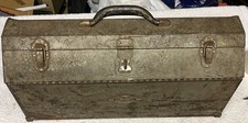 Vintage Sk Tool Metal Toolbox With Tray Usa Sherman Klove Chicago Early Badge