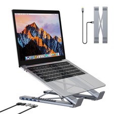 5-in-1 USB C Hub Adjustable Aluminum Laptop Stand, 4-Port USB A 3.0 with 5Gbp...