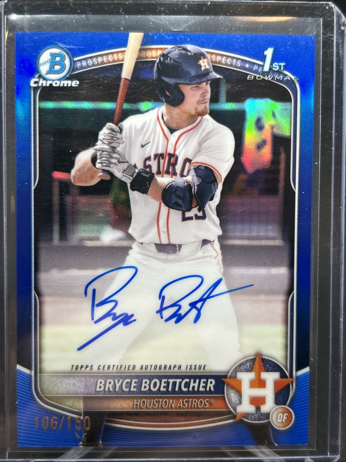 BRYCE BOETTCHER 2025 BOWMAN CHROME 1ST TRUE BLUE REFRACTOR AUTO /150