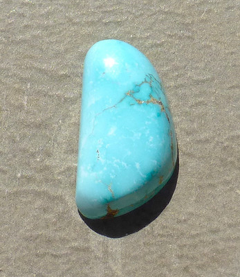 Hand cut natural mottled green TURQUOISE cabochon Lander CO. NV. 32.35 cts.