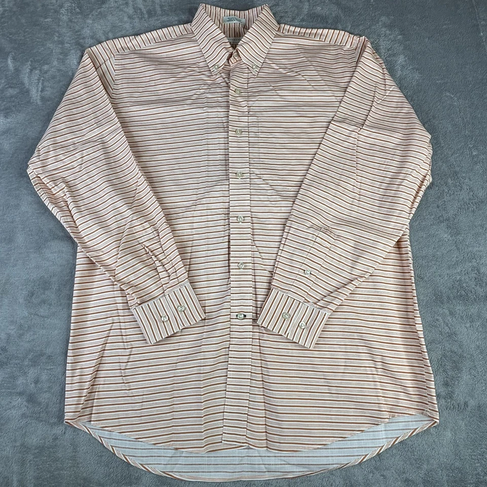 Cutter & Buck Shirt Mens Medium Orange White Striped Button Down Long Sleeve - Image 3 of 4