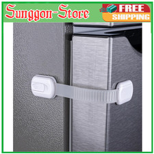 2-Pack Child Proof Fridge Lock with Adhesive - Adjustable Baby Proofing Straps -