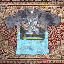 Vtg 90  s Godzilla Tee Shirt Tie Dye Youth Medium Vintage Kids