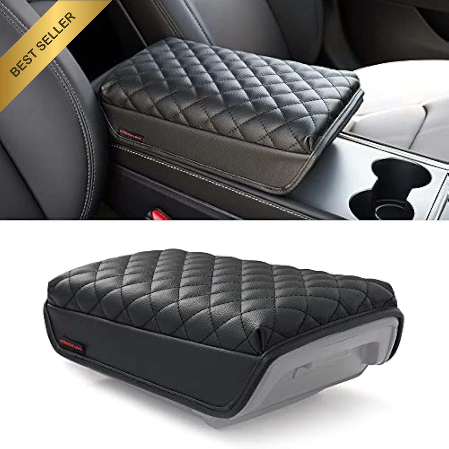Model Y, Model 3 Center Console Cover Quilting Black, Armrest Cushion, Console P
