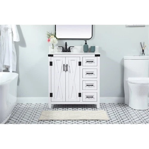 Elegant Decor Grant 32" MDF Single Bathroom Vanity with Backsplash in White - Picture 7 of 8