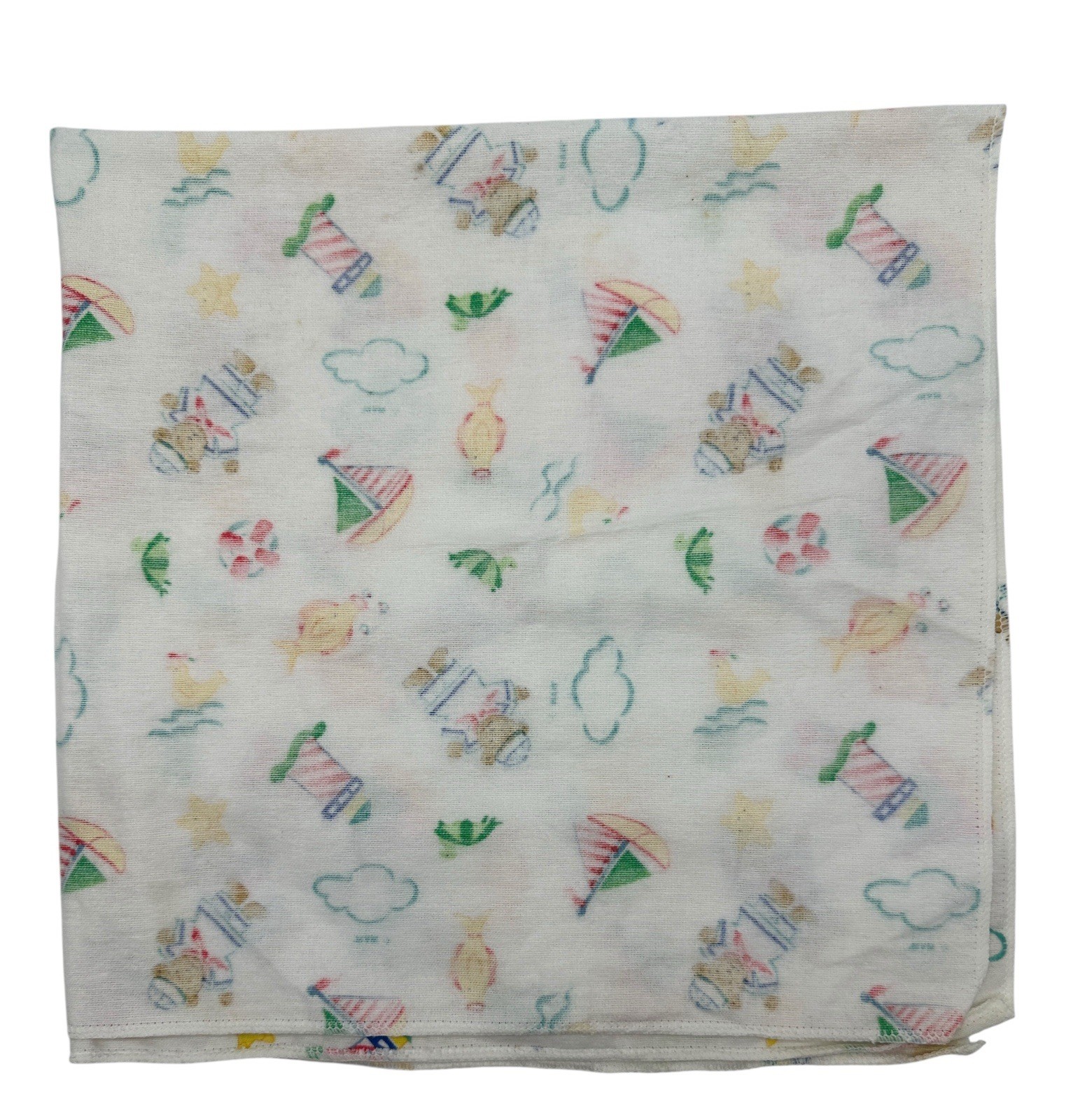 VTG Mount Vernon Mills Flannel Baby Receiving Blanket MVM Nautical Bears Riegel