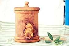 Portaspezie in legno di ulivo fatto a mano contenitore cucina sale zucchero regalo