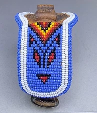 Vintage Native American Indian Beaded On Leather Watch Band