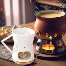 Chocolate Fondue Pot Tea Light Porcelain Melting Pot for Dinner Home Cooking
