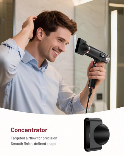 Dual Voltage Ionic Hair Dryer with Diffuser - 1875W High-Speed Blow White