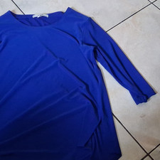 Sympli Women s Blue Solid Round Neck Long Sle...