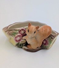 Hornsea Pottery 19 Posy Vase Fauna Royal Log + Squirrel 1950/60s Collectable VGC