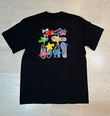 A Bathing Ape BAPE STA Herren T-Shirt Schwarz M Kurzarm Rundhals Logo Print