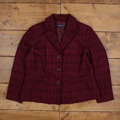 Jones New York Blazer Jacke 16 Damen 00er rot strukturiert burgund gefüttert smart