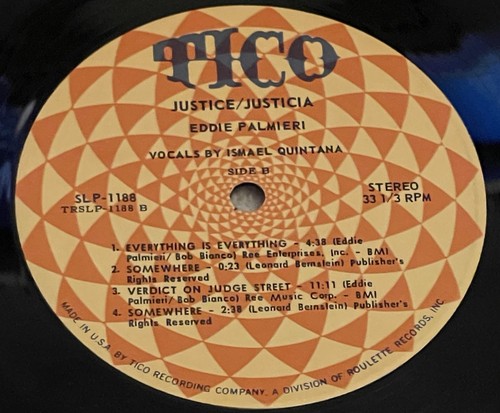 Eddie Palmieri “Justice/Justicia” Vinyl Record Salsa (SLP1188) - Picture 9 of 9
