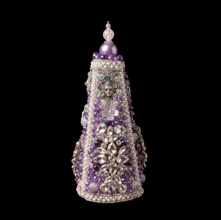 Árbol de Navidad Hecho a Mano con Joyas 16" Estilo Vintage Estrás Perla Púrpura Azul Foto 3 de 4