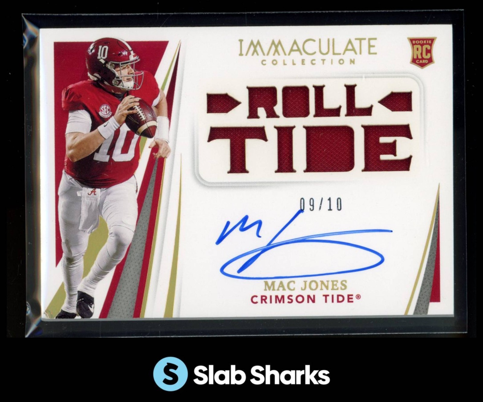 Mac Jones Panini Immaculate Collection Collegiate #112 Team Slogans Signatures Die-Cut