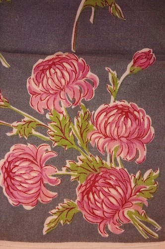 red Floral On Grey Handkerchief