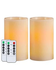 Homemory 5x3 Wax Flameless Candles, Battery Operated LED Pillar with Remote