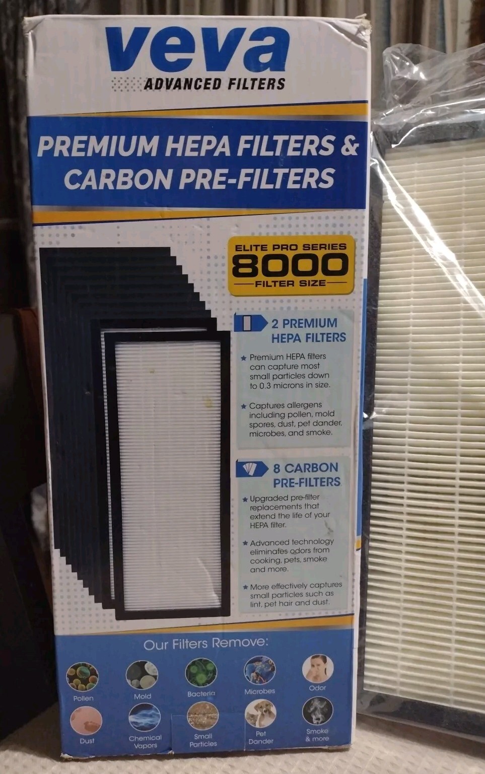 VEVA 8000 Elite Pro Series Air Purifier Repl. True HEPA Filter 2 Pack Incomplete