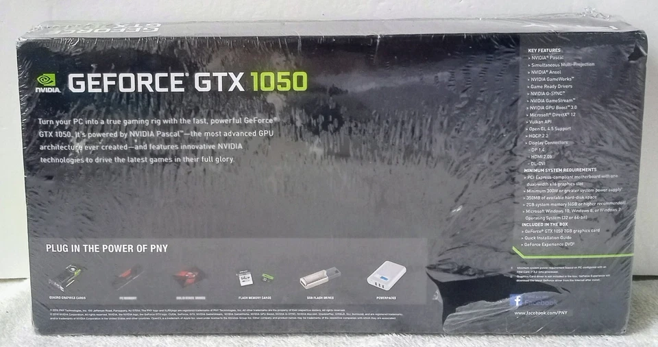 PNY NVIDIA GeForce GTX 1050 VCGGTX10502PB Graphics Card 2GB Direct 12 Sealed - Image 2 of 4
