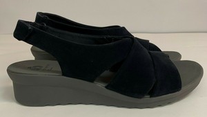 Clarks-Cloudsteppers-Caddell-Bright-Navy-Blue-Wedge-Heel-Sandals-Size-10-M