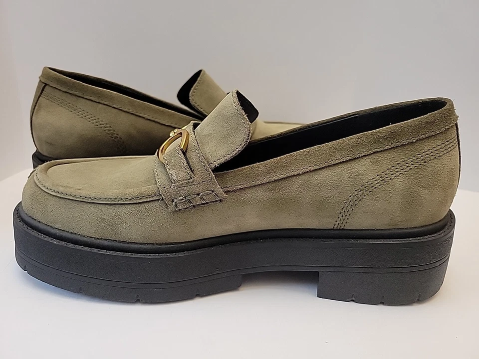 Zapatos de plataforma Geox Spherica para mujer 10,5 gris cuero suela acolchada comodidad Foto 3 de 4