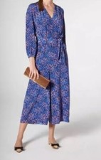 LK Bennett London Ellora Blue Silk Culotte Jumpsuit in Blue Multi size 14 UK 18