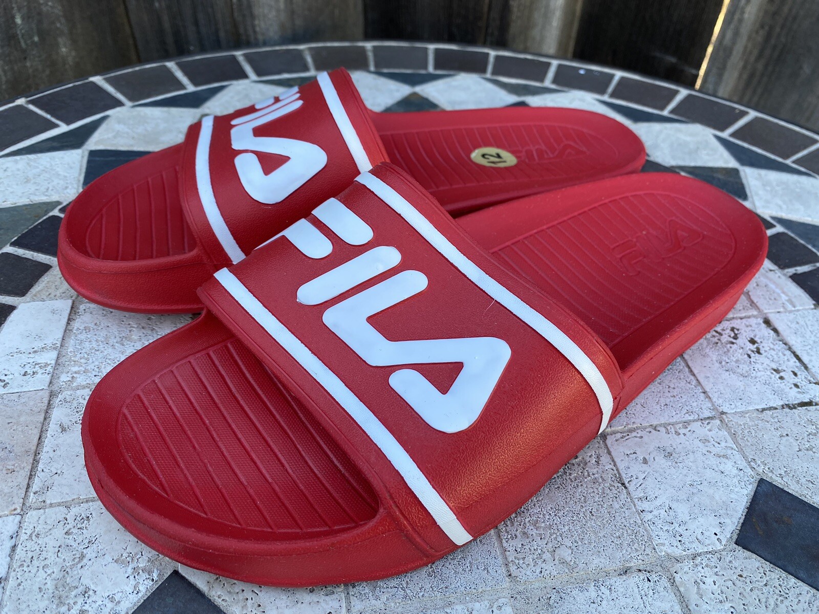 Fila scarpa uomo elegante slide sandalo rosso bianco taglia 12
