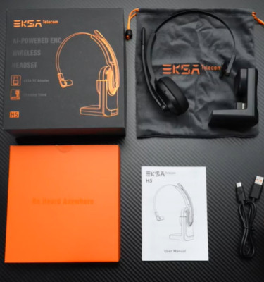 NEW Bluetooth Headset, Wireless Headphones with AI-Powered ENC, Black