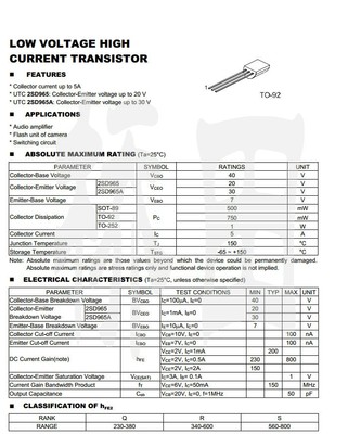 Chanzon 50 Pièces 2SD965 TO-92 Transistor NPN 5A - Foto 2