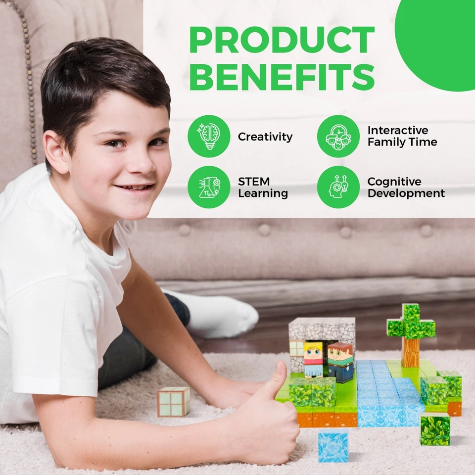 Magnetic Cubes - 120 piece - Adventure Set - STEM - Montessori - Image 3 of 4