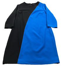 Ann Taylor Womens Dress Sz 8 Blue Black Colorblock 3/4 Sleeve NWT MSRP $148