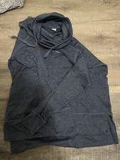 Old Navy Active Tunic Top Gray Cowl Neck Blue Pullover Sweatshirt Pockets S