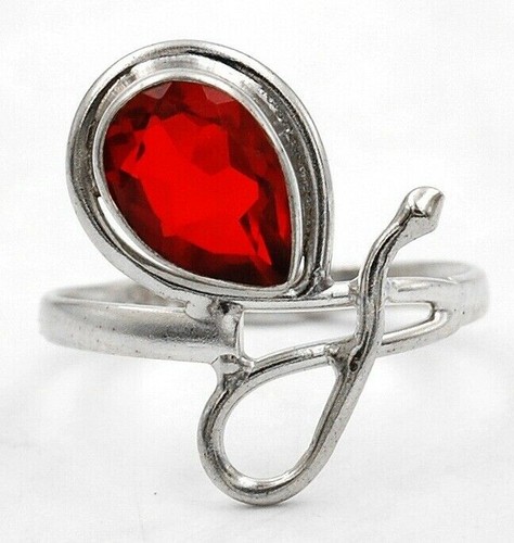 Anello in argento sterling massiccio 925 granato di fuoco naturale 2 ct misura 7,5 @B5-4