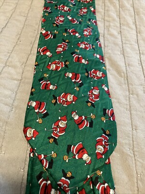 Cape Cod Neckwear Santa Golf Necktie 100% Silk 60  Long Made In USA