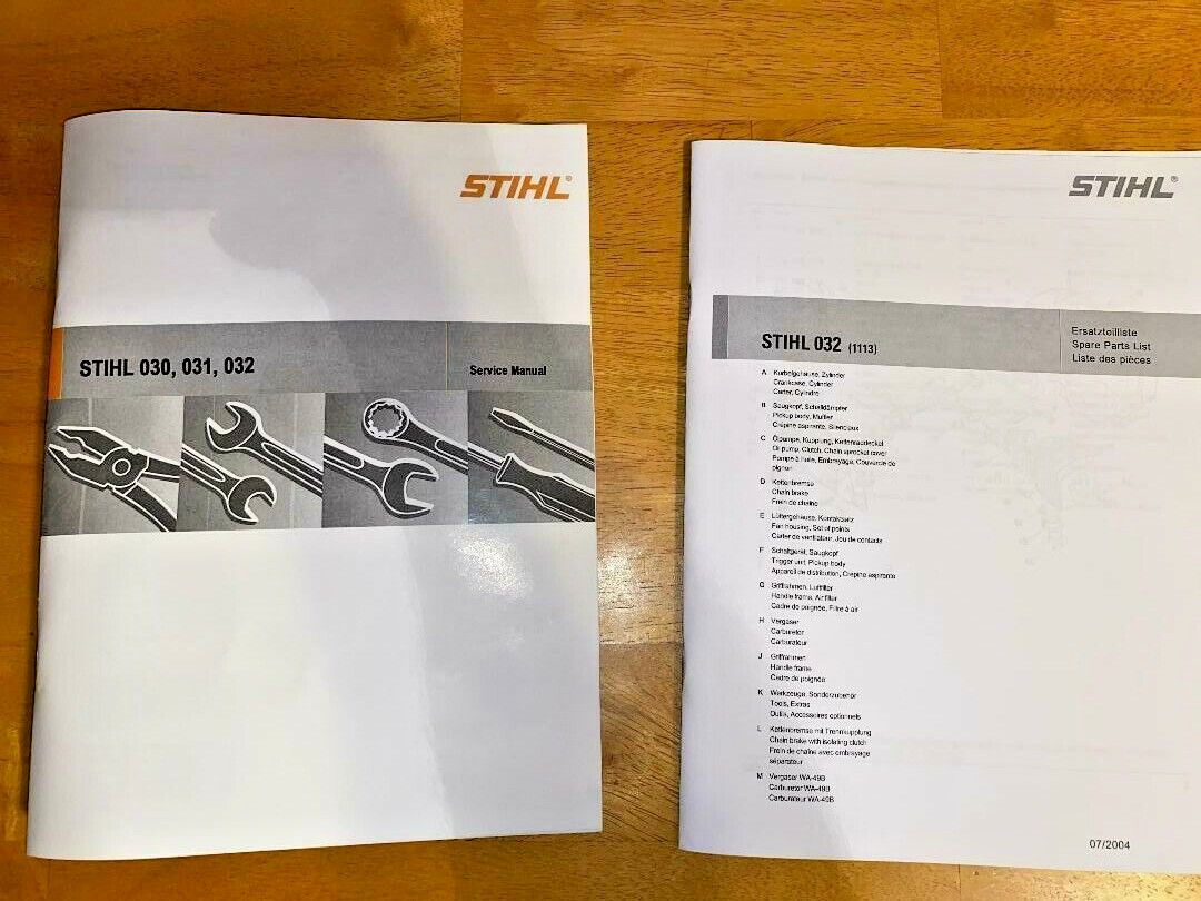 032, 032AV STIHL Chainsaw Service Workshop Repair & Illustrated Parts Manual Lot