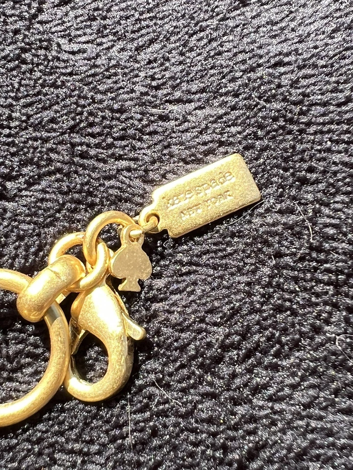 Kate Spade Leather Maroon Flower Rhinestone Gold Tone Blooming Bling Necklace - Image 4 of 4