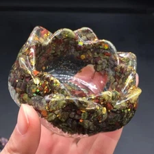 Dragon Blood Stone Quartz Crystal Assemble Lotus Organ Bowl Healing Decorate 1Pc