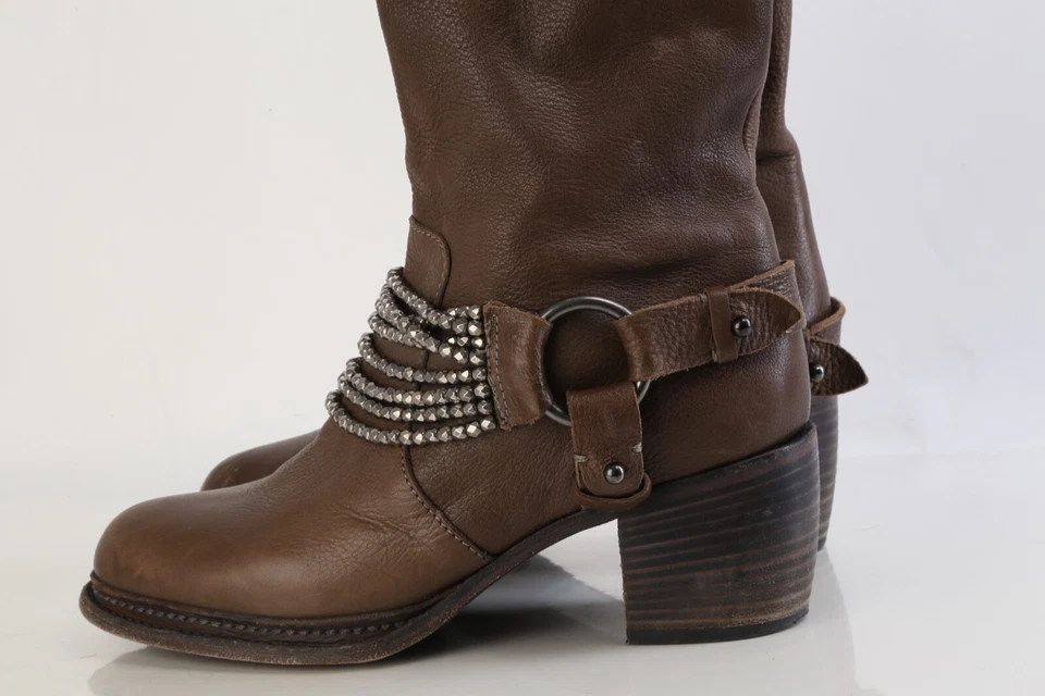 VERA WANG Marrón Joya Pulsera Moto Botines Talla 6.5 Foto 4 de 4