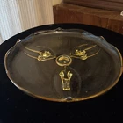 Lancaster Glass Company Footed Cake Plate Jubilee Yellow Depression Glass Vtg