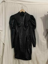 fashion nova leather lover mini dress black LD5103B Size S(BA13)
