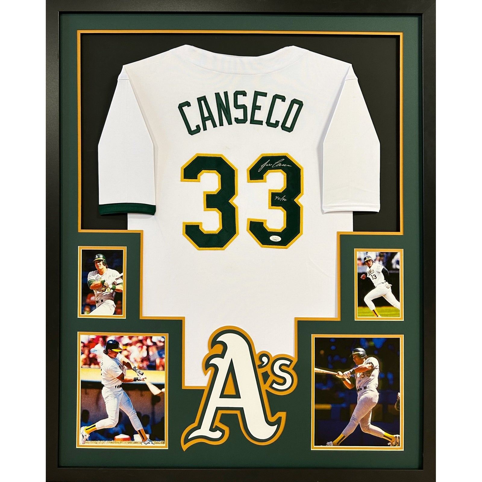 Jose Canseco Signed Framed White Jersey JSA Autographed Oakland Athletics 