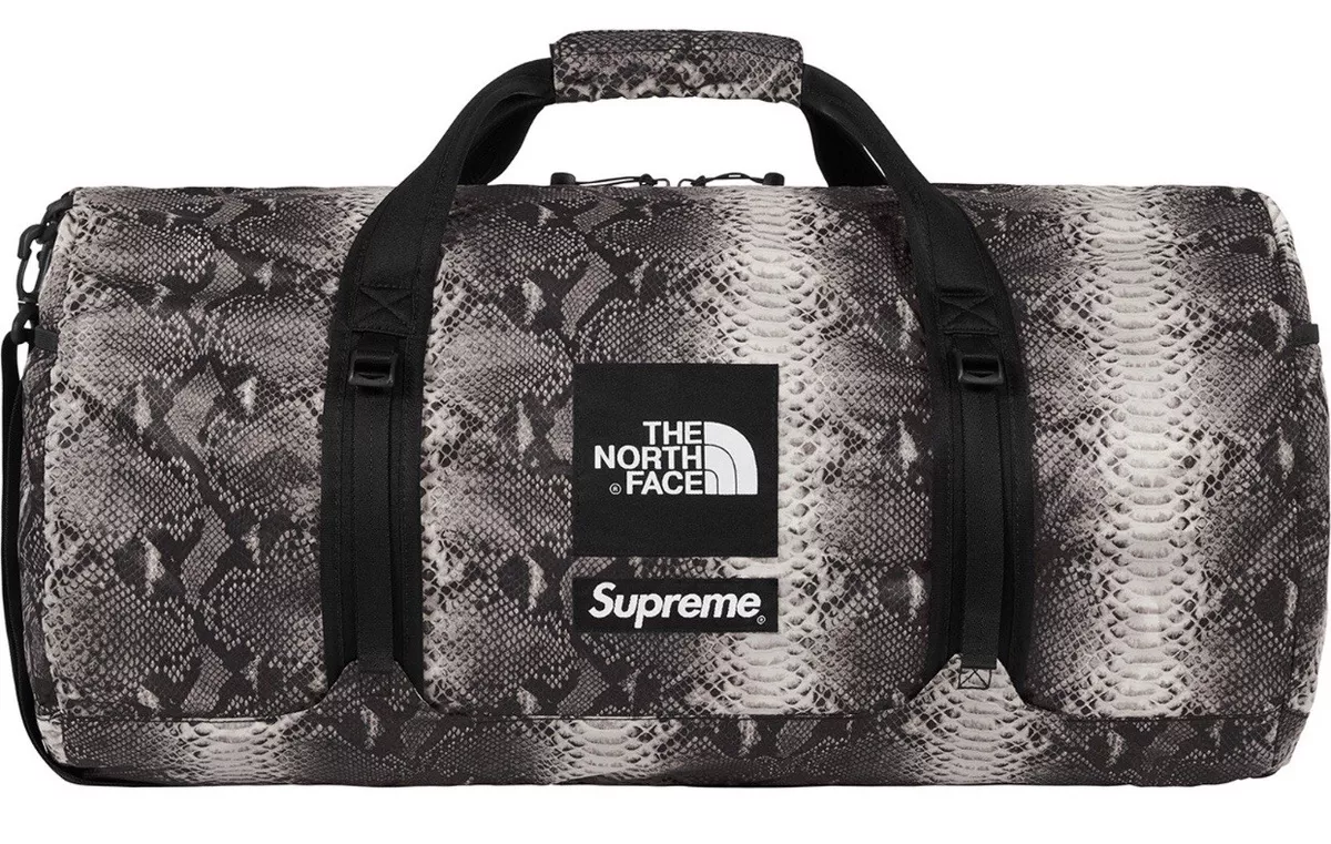 Supreme The North Face Snakeskin Flyweight Duffel Bag Black Grey Ss18 *IN  HAND*