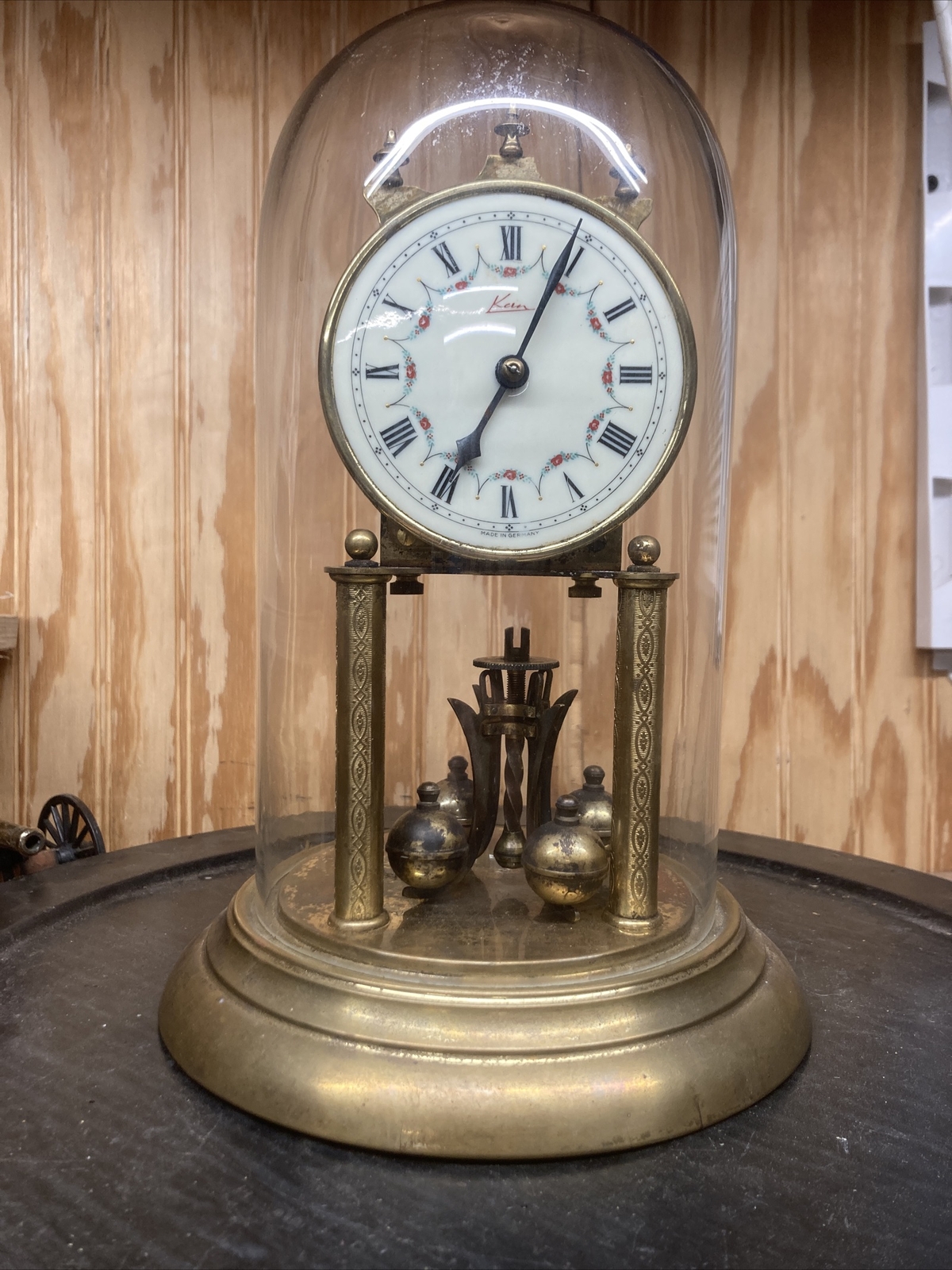 VINTAGE KERN & SOHNE GERMAN BRASS WITH GLASS DOME ANNIVERSARY MECHANICAL CLOCK eBay