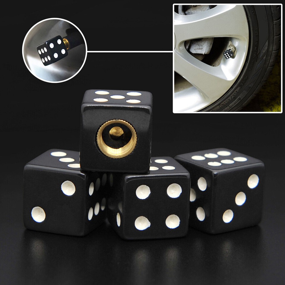 4-Pack Metal Dice Valve Stem Caps – Colorful Wheel Tire Valve Cover Trims For Car, Bike, Truck