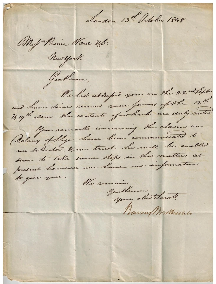 Great Britain 1848 Stampless Cover w/ 21 Mark for Increased Retaliatory Rates - Image 3 of 3