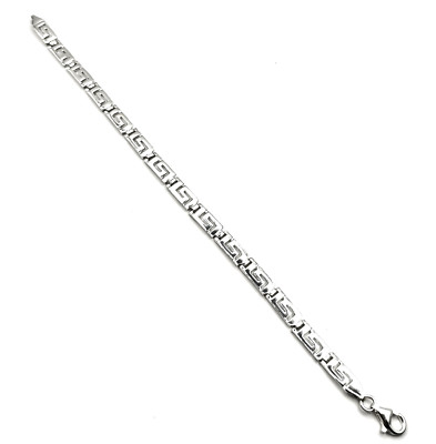 Handgefertigtes Sterlingsilber 925 antikes griechisches Schlüssel quadratisches Gliederarmband verstellbar