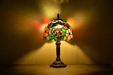 Tiffany Table Lamp Bedside Lamp Floral Stained Glass Lamp Desk Light H14"