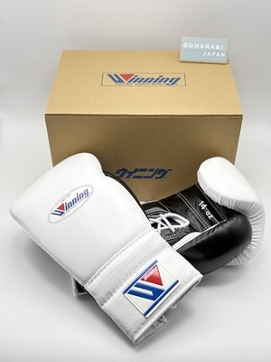 WINNING Boxing Gloves 14 oz MS-500 White Black Lace Up String type